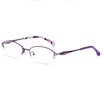 La moda de las mujeres de aleación de metal gafas de marco de anteojos de marco Flexible de los Lentes Ópticos Marco de la Prescripción de Gafas de Media Montura Mujeres