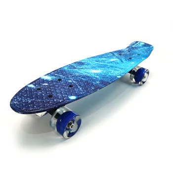 22inch Skate Board Flash Led Ruedas Mini Cruiser Monopatín Plástico Cielo Estrellado Galaxy Impreso de Longboard de la Calle al aire libre del Deporte