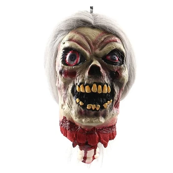 Patygr Halloween Zombie Cabeza Colgante Sangrienta Partes de un Muerto de Miedo Colgando Cabeza Cercenada Decoraciones para la Fiesta de Halloween Props NUEVO