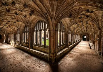 Lacock Claustros Pasillo de la Columna de Hogwarts foto telón de fondo de Alta calidad de impresión del Equipo de la pared de fondo