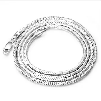 BOCAI nuevo real s925 plata esterlina de platino plateado hombre collar de la serpiente hueso de la cadena coreana de la moda de los hombres y de las mujeres collar de pareja