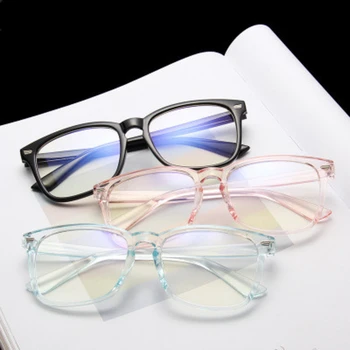 Vintage plaza de gafas de las mujeres de la marca del diseñador retro cómodo luz anteojos de marco negro y transparente de las gafas de espejo común y corriente
