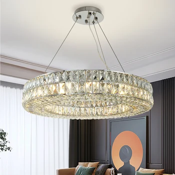 Cromados modernos iluminación de la lámpara de la ronda anillo de comedor sala de estar dormitorio lámpara colgante de acero inoxidable de los accesorios de iluminación
