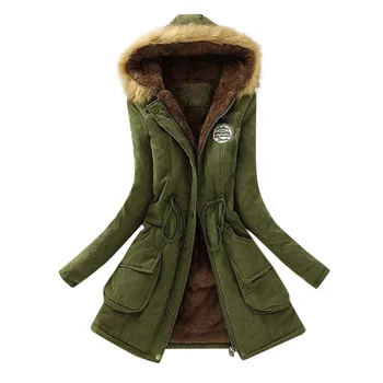 2021 Nuevo Invierno de las Mujeres Abrigo de las Mujeres Parka Casual Outwear Militar con Capucha Abrigo de pieles Abajo Chaquetas de Invierno Gruesa chaqueta de Abrigo para las Mujeres