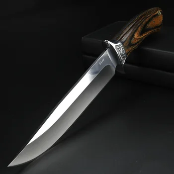 Práctico cuchillo 440 de acero táctica hoja de caza cuchillo recto 58HRC acampar al aire libre cuchillo de supervivencia