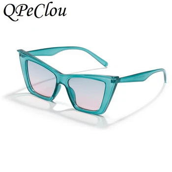 QPeClou 2020 Nueva Moda Sexy Cúspide De Ojo De Gato Gafas De Sol De Las Mujeres De La Marca Del Diseñador De La Plaza De Gafas De Sol De Mujer De Plástico De Mostrar Tonos