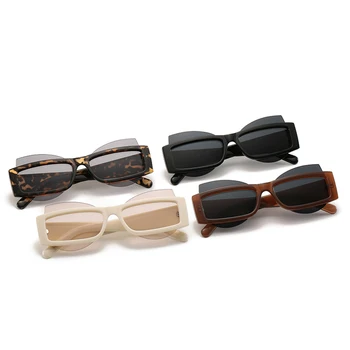 Peekaboo cuadrado negro gafas de sol de las mujeres de ojo de gato de color marrón uv400 2021 de la moda de las señoras gafas de sol de la vendimia de la primavera de decoración