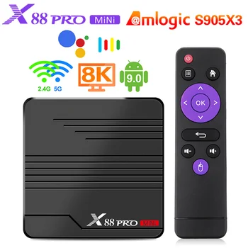 X88 PRO Mini TV Box Android 9.0 Amlogic S905X3 4K 60fps Google Reproductor de Youtube Reproductor de Medios de 2GB 4GB 16GB 32GB X88PRO Set Top Box