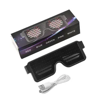 Aplicación de Control de LED de la Parte Gafas Bluetooth Personalizado de Idiomas de Flasheo USB de Carga Luminoso Gafas Concierto de Navidad de Luz de Juguete