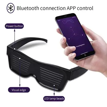 Aplicación de Control de LED de la Parte Gafas Bluetooth Personalizado de Idiomas de Flasheo USB de Carga Luminoso Gafas Concierto de Navidad de Luz de Juguete