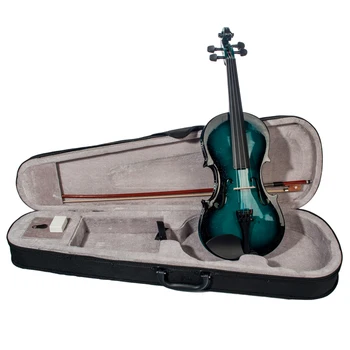 4/4 Violín Violín Basswood Violín Kit De Resina De Pau-Brasil Arco De Violín Caso De Instrumentos De Cuerda Azul Y Negro Gradual De Color