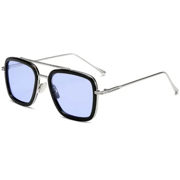 2019 Steampunk Gafas de sol de los Hombres de Espejo de la Marca de diseño de las Mujeres Gafas Vintage Azul de la Lente de Gafas de Sol UV400
