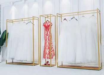 Arte del hierro de la boda vestido de rack de alto grado estante de exhibición contratado piso de las perchas de la ropa de la tienda de un estudio fotográfico dedicado vestido de rejilla .