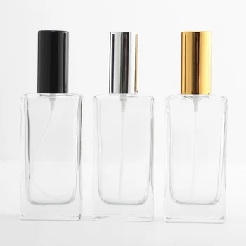 50pcs/lote de 50 ml de Vidrio transparente Botella de Perfume en Spray de Dispensación del Cosmético Vacío parfum Botella vacía contenedores de cosméticos vaporizador