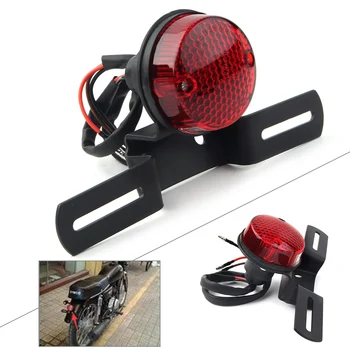 12V Redondas de color Rojo Universal LED de la Motocicleta de Freno Trasero Luz de la Cola de Corcho Chopper Cafe Racer ATV