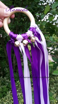 Recién Llegado de color Púrpura + Púrpura Ligero Tinte de Color de la cinta Anillo de Madera Waldorf de Cinta Con Campana de Oro de la Mano de la Cometa de Juguete