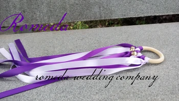 Recién Llegado de color Púrpura + Púrpura Ligero Tinte de Color de la cinta Anillo de Madera Waldorf de Cinta Con Campana de Oro de la Mano de la Cometa de Juguete