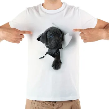 Cane corso perro Chihuahua y romper t-camisa fuera brillante 3d camiseta de los hombres de 2018 nuevo blanco casual de manga corta divertido t shirt homme