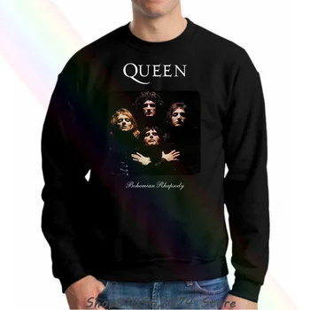 Nuevo de Queen Bohemian Rhapsody de la Banda de los Hombres de Cuello redondo Sudadera con capucha Negro Completo de la Diadema de la Bufanda