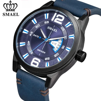 2021 SMAEL Relojes para Hombre de la Marca Superior de Moda de Lujo de los Hombres Militares Deporte reloj de Pulsera de Cuero Impermeable Reloj de Cuarzo relogio masculino