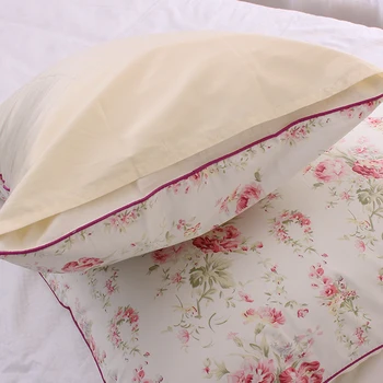 74x48cm 2pcs nostálgico patrón floral de algodón fundas de almohada de satén de algodón funda de almohada 1 par de flores de aves de una sola funda de almohada de la cama