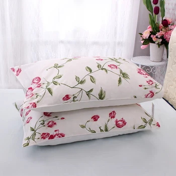 74x48cm 2pcs nostálgico patrón floral de algodón fundas de almohada de satén de algodón funda de almohada 1 par de flores de aves de una sola funda de almohada de la cama
