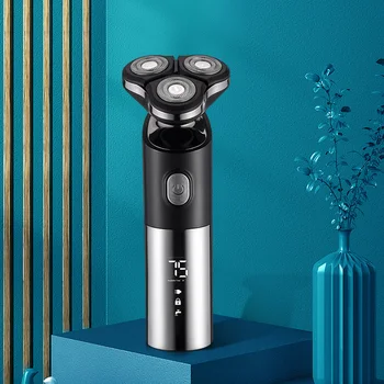 LED de la Exhibición de Afeitar de la Máquina en Seco Mojado Impermeable Barba Trimmer 3D de la Cabeza Lavable máquina de Afeitar USB Recargable Afeitadora Eléctrica para los Hombres