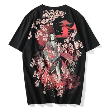 La moda japonesa de la marca de la espada-dibujo de señora de verano transpirable para el bronceado de la impresión de las parejas de manga corta de verano de la personalidad de la T-shirt
