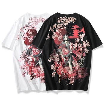 La moda japonesa de la marca de la espada-dibujo de señora de verano transpirable para el bronceado de la impresión de las parejas de manga corta de verano de la personalidad de la T-shirt