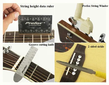 Guitarra herramienta de reparación con la tuerca de archivo de la regla de turner Medidor que mide TK001 PREFOX ARCHIVO de KIT de HERRAMIENTAS de