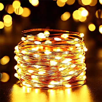 50/100/200 solar del led de Luz LED de la prenda Impermeable LED de Alambre de Cobre de la Cadena de Vacaciones al aire libre de la tira del led de la Fiesta de Navidad de la Boda Decoración