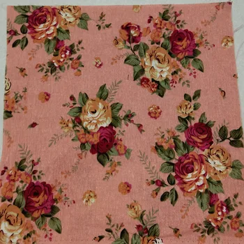 Elegante 50x140cm la Floración de la Rosa de la Flor de Algodón de Lino de la Tela Para DIY Costura Floral Ropa de Tela de Patchwork Vestido de Paño de la Casa F