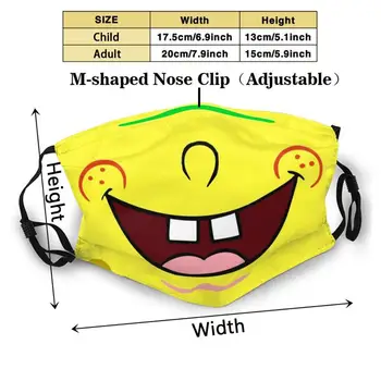 Esponja Sonrisa De Bob De La Moda De Impresión Reutilizable Divertido Pm2.5 Filtro En La Boca De La Máscara De Cara De La Esponja Léponge Sonrisa, La Sonrisa De Bob