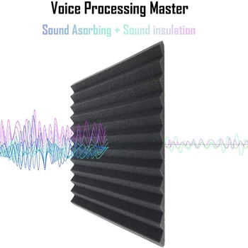 12 Pcs Negro Acústica Paneles de Insonorización Espuma Acústica Azulejos Estudio de Espuma de Sonido Cuñas de 2,5 x 30 x 30 cm