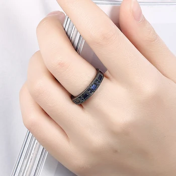 El Diseño único de la joyería azul Profundo de Circonio Cúbico anillos para las Mujeres de Negro de la Pistola Parte Anillo de tamaño 6 7 8 R2010