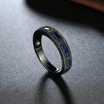 El Diseño único de la joyería azul Profundo de Circonio Cúbico anillos para las Mujeres de Negro de la Pistola Parte Anillo de tamaño 6 7 8 R2010