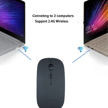 Oppselve Ratón Inalámbrico Silencioso Super Slim PC Mause Recargable mouse Ergonómicos 2.4 Ghz USB ratón Óptico Para ordenador Portátil PC de Escritorio