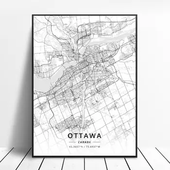 Calgary Barrie Geraldton Milton Ottawa Richmond Mapa De Canadá Lienzo De Arte Del Cartel