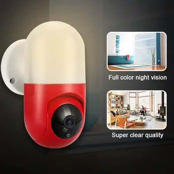 Cámara Ptz Wifi de Monitoreo Remoto de 1080P HD de 360 Grados RotationMotion Alarma de Detección de la Cámara Interior de la Iluminación de la Lámpara de Pared de la Cámara