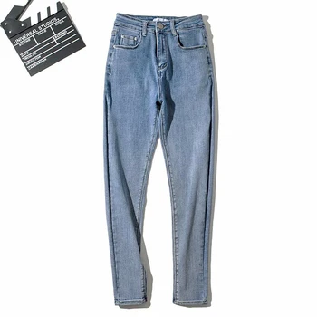GOPLUS Jeans de Mujer Lápiz Pantalones de Cintura Alta Black Jeans Ropa de las Mujeres del Dril de algodón Pantalones Pantalones Femme Spodnie Damskie C10780