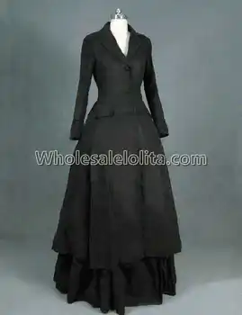 De Estilo Eduardiano Victoriana Downton Abbey Gótico Negro Premium Abrigo De Terciopelo Vestido Steampunk Vampiro Teatro Traje De Abrigo