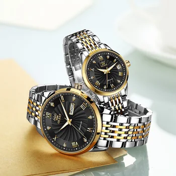 Par mecánico automático reloj de pulsera de los Hombres y Mujeres de negocios de estilo casual, reloj con calendario impermeable luminosa de la marca del reloj