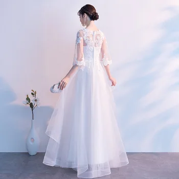 DongCMY Nuevo Color Blanco Largo De Dama De Honor Vestidos De Novia De Encaje Más El Tamaño De Vestido De Boda