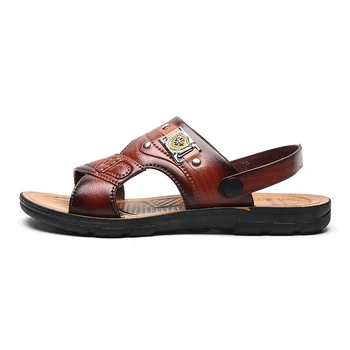 Los hombres de las Sandalias 2020 Artesanal de Verano al aire libre de la Moda del Calzado antideslizante Zapatos de Cuero de Alta Calidad de la Playa de Protección del Dedo del pie de los Hombres de las Sandalias