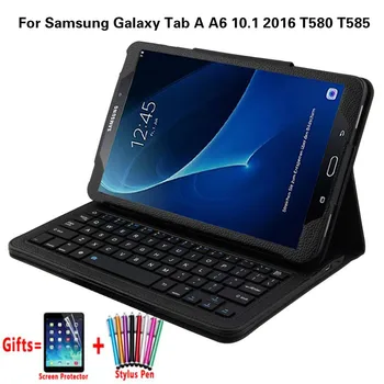 Para Samsung Galaxy Tab Un A6 10.1 2016 T580 T585 T580N T585N caso Desmontable Teclado Bluetooth Inalámbrico Funda tapa + Fli + Lápiz