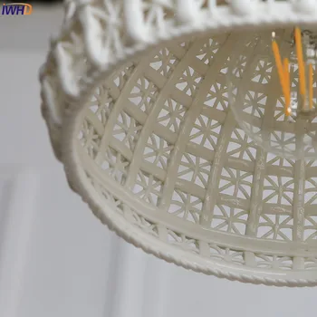 IWHD Japonés de Estilo Nórdico Moderno Colgante de Accesorios de Luces de Comedor Sala de estar de cerámica Blanca Colgando de la Lámpara de Lamparas Vintage
