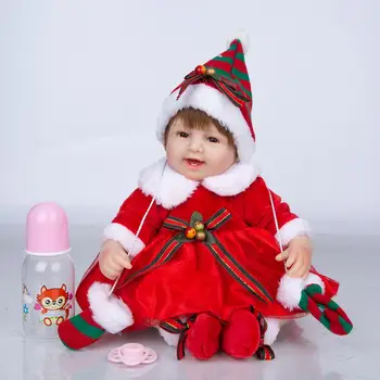 Reborn baby Envío Gratis Reborn Baby Doll Con un Rico Vestido de Navidad Ropa de 17