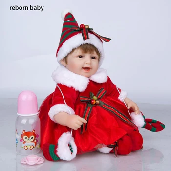 Reborn baby Envío Gratis Reborn Baby Doll Con un Rico Vestido de Navidad Ropa de 17
