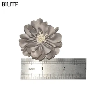 100pcs/lote 4.5 cm hecha a Mano de la Flor de la Tela con el Centro de BRICOLAJE Boutique Diadema & Horquilla Accesorios En Venta TH233