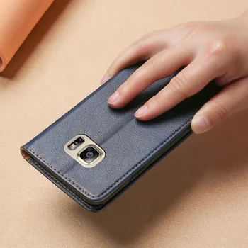 Caso de cuero Para el Coque Samsung Galaxy S7 Caso Magnético de la tapa Soporte para la caja del Teléfono para Samsung S7 Borde de la Cubierta de Fundas de Teléfono de la Bolsa de